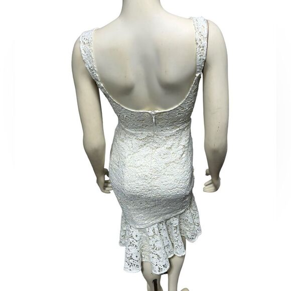 Chi Chi London White Floral Lace Sleeveless Midi Dress Sheath Dress Ruffle Hem - Picture 7 of 14